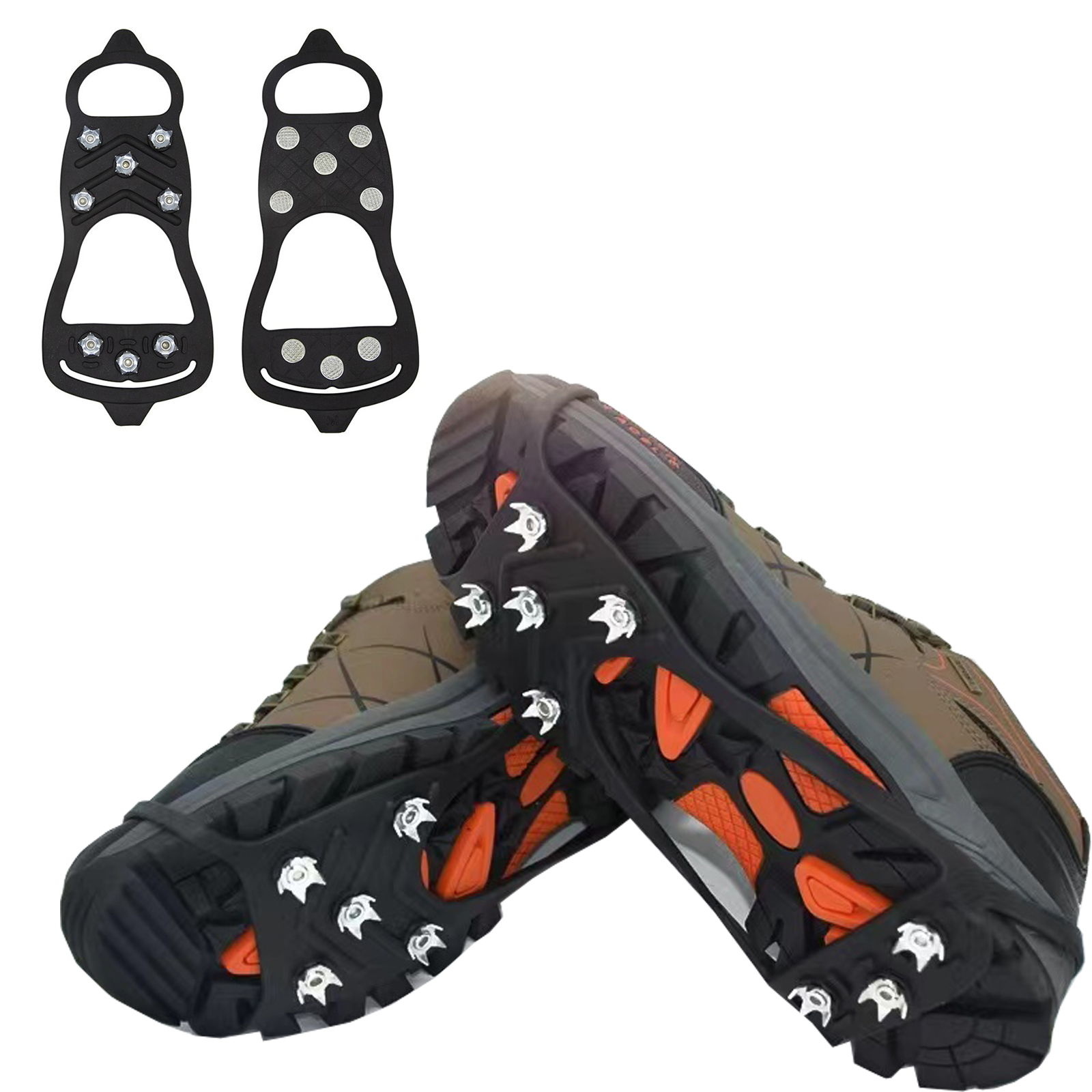 Ramponi Da Neve Per Scarpe - 10 Punte In Acciaio, Taglie S-XL, Per Trekking E Camminate Su Ghiaccio