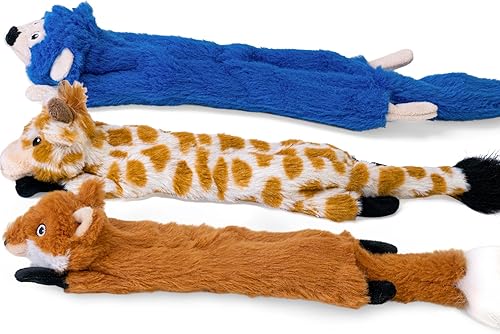 Vista 59 de SHARLOVY Paquete de 5 juguetes chirriantes para perros, juguete arrugado para mascotas, sin relleno, animales de peluche, masticables para perros