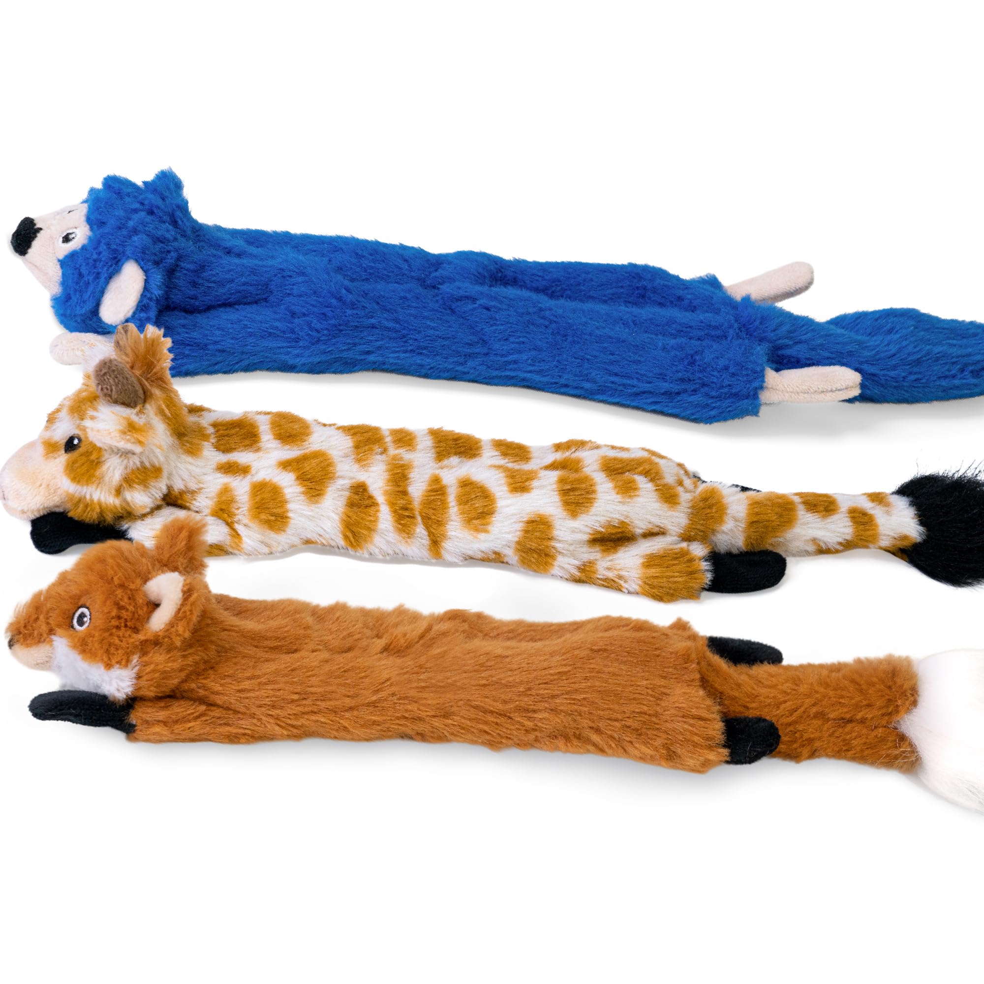 SHARLOVY Dog Squeaky Toys No Stuffing 3 Pack, Plush Crinkle Dog Toys for Large Breed, Durable Doggie Chew Cute Animals Puppy Toy for Teething