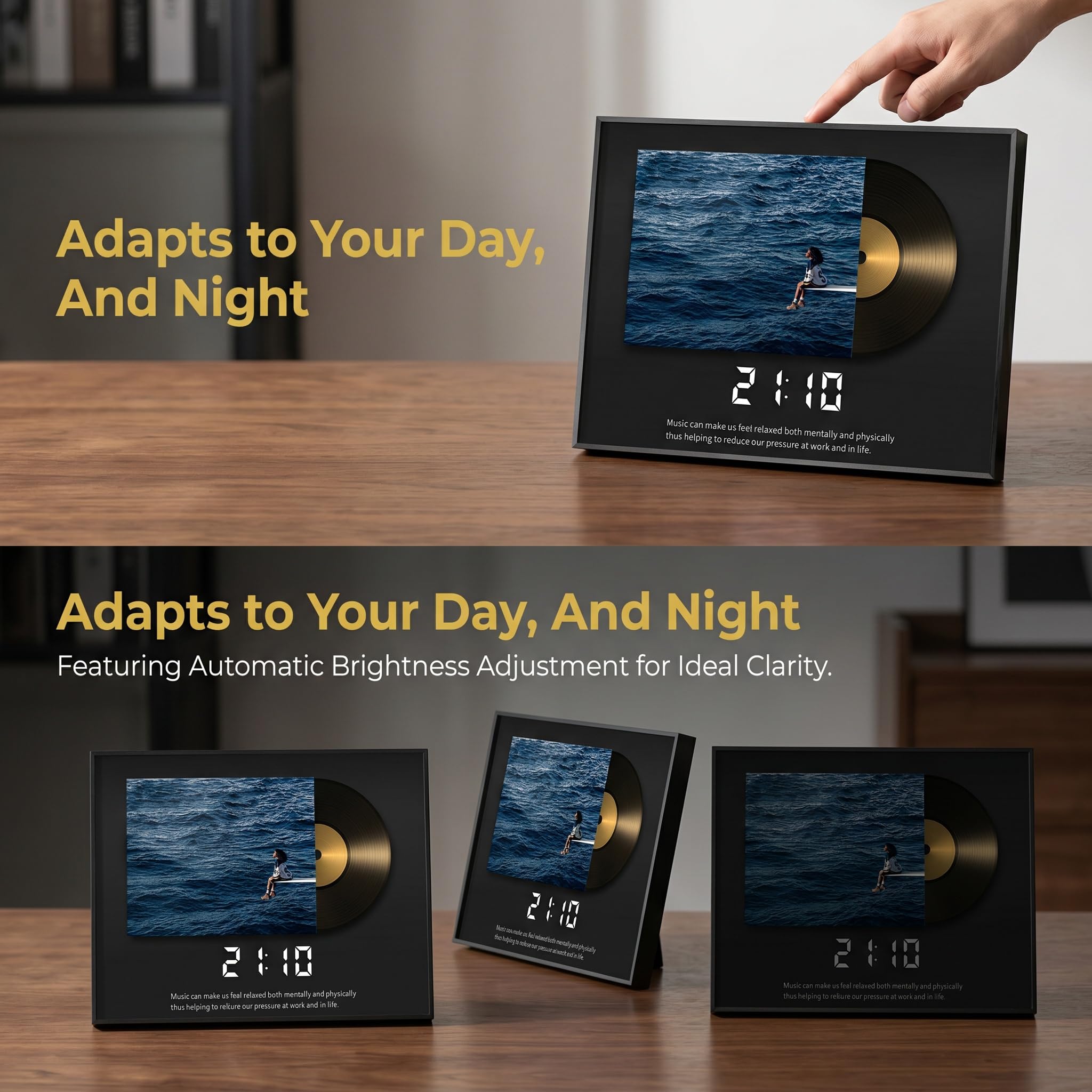 Reloj De Escritorio Digital Led, Reloj De Pared Decorativo, con Alarma, Calendario Y Termómetro, USB Silencioso, Adorno De Mesa Moderno con Marco, Ideal para El Hogar, La Oficina