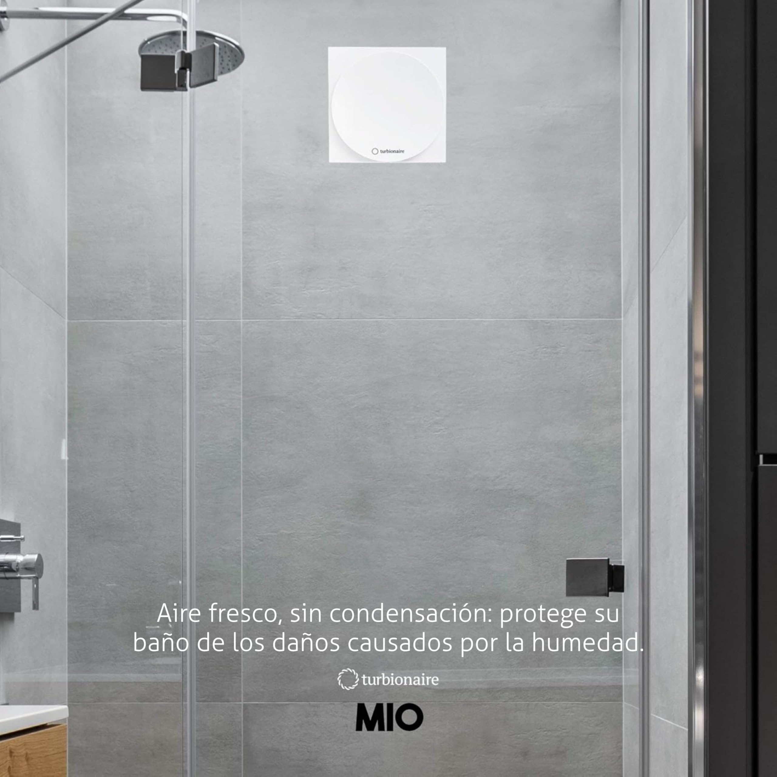 Turbionaire MIO 100 LL-SW Extractor de Baño 100 mm, motor con rodamiento de bolas, blanco, extracción, ventilación estándar, para baño, cocina, válvula de no retorno protección IPX4