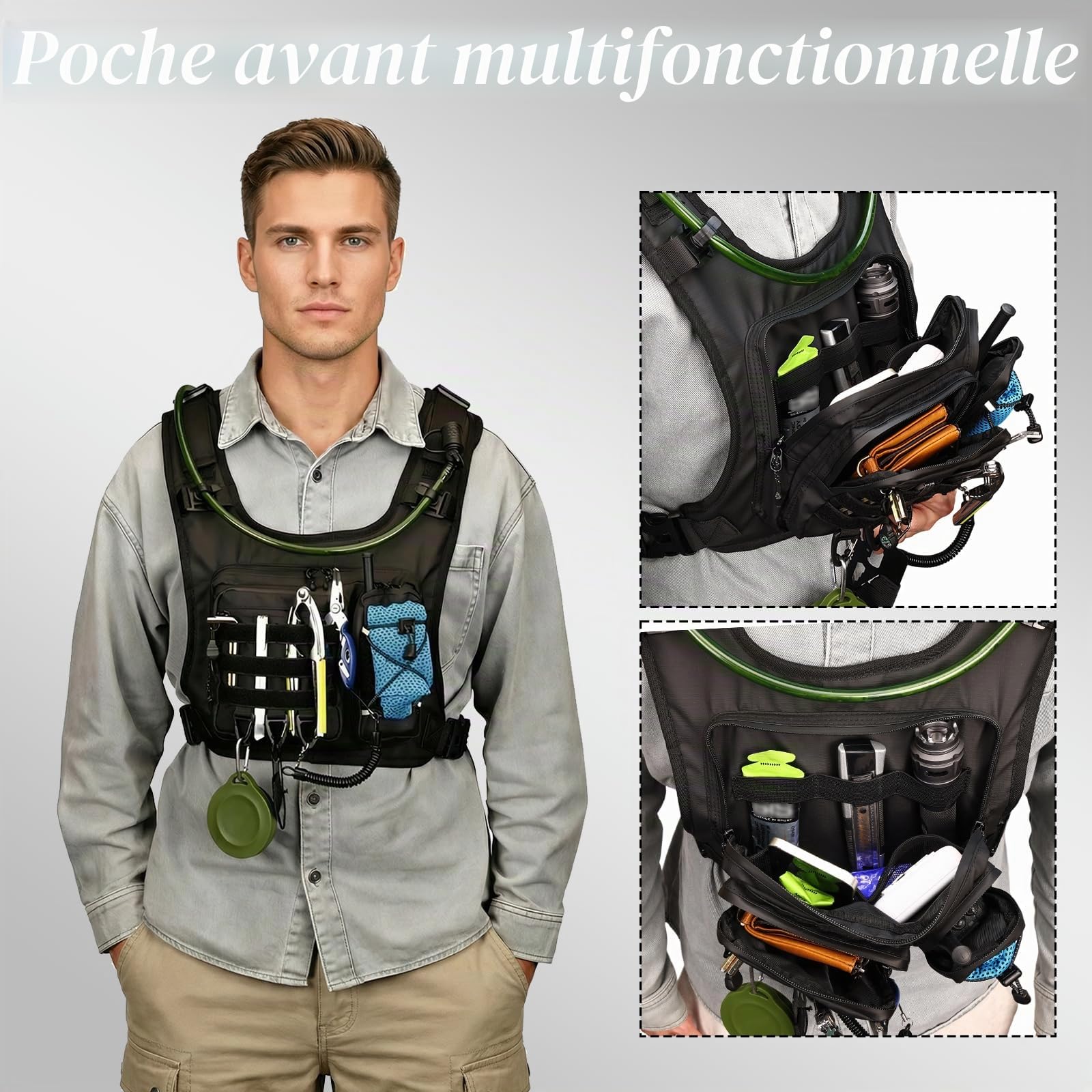 Gilet Hydratation Running Femme avec 2L TPU Poche à Eau, Gilet d'hydratation Tactique imperméable, Sac Hydratation Running, Gilet Course a Pied Femme pour Randonnée Trail Running Vélo Ski