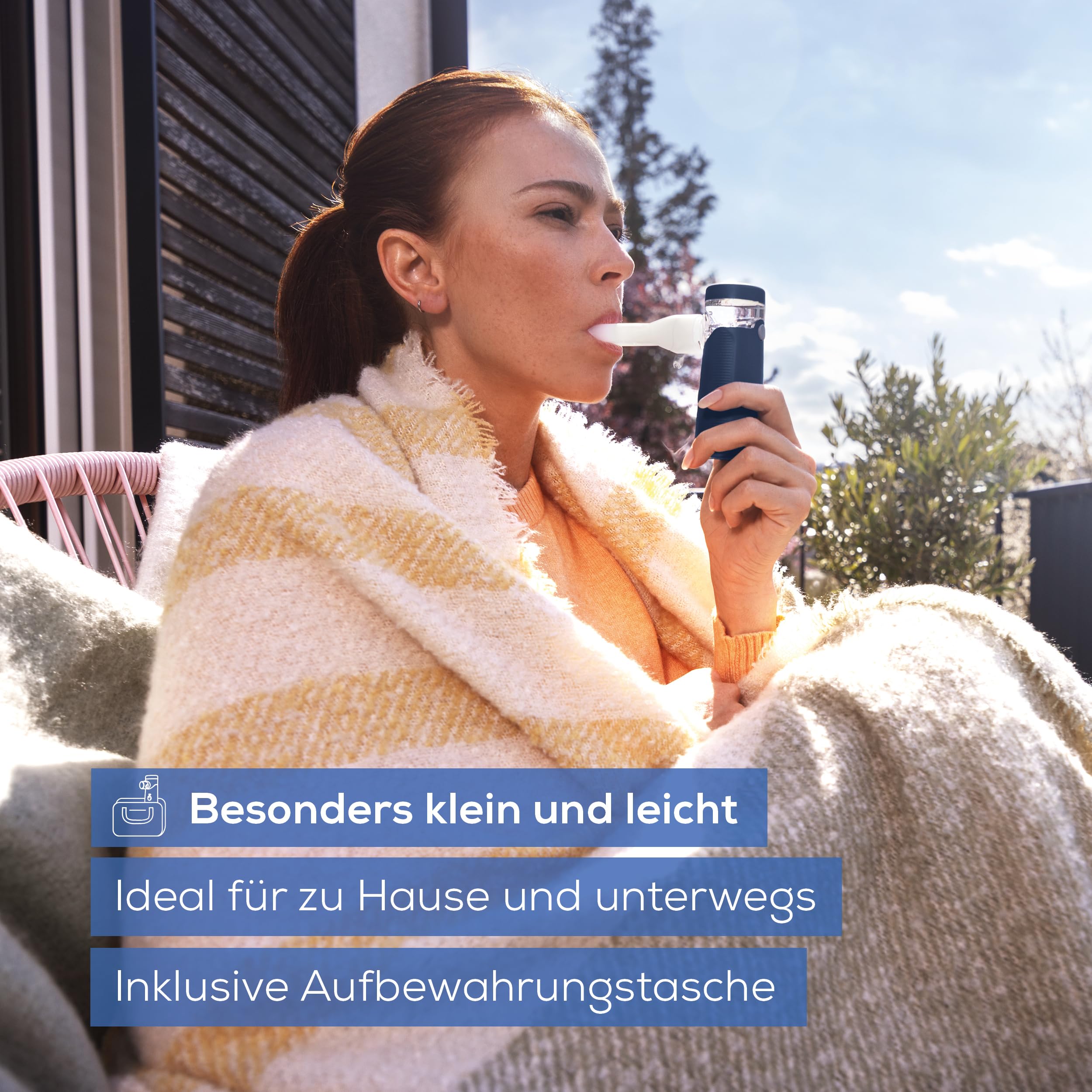 Beurer IH 49 Inhalator, tragbares Inhalationsgerät für Kinder und Erwachsene, bei Erkältung, Asthma und anderen Atemwegserkrankungen, wiederaufladbarer Akku, besonders leise, mit Aufbewahrungstasche