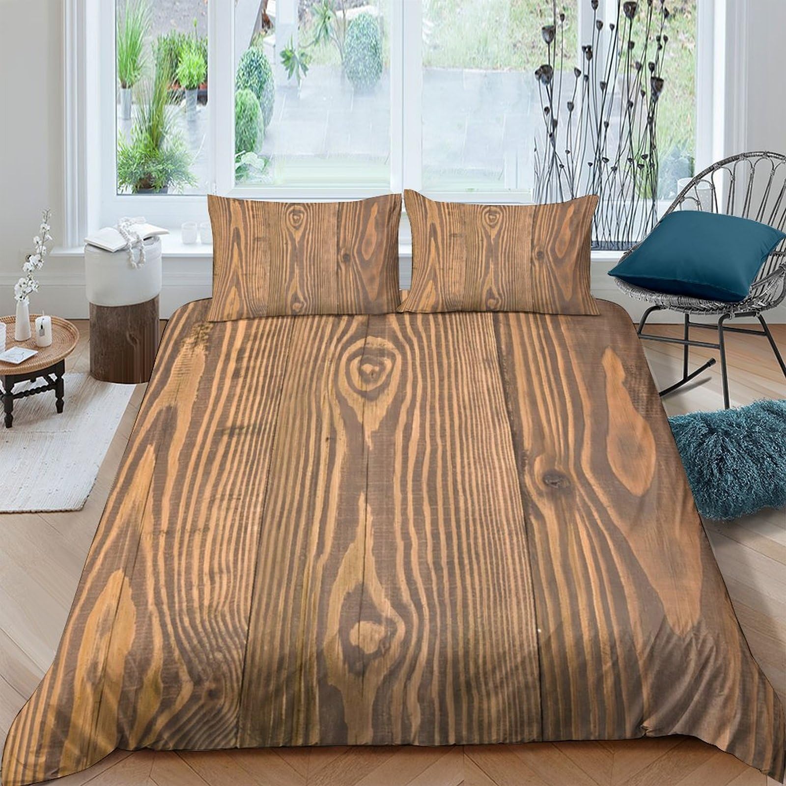 Ctjqhvkz Style-9 3D Printed Wood Grain Fitted Sheet Microfiber Soft Anti-Slip Mattress Cover Rustic Bedroom Decor For Home Dorm Single（135X200cm）