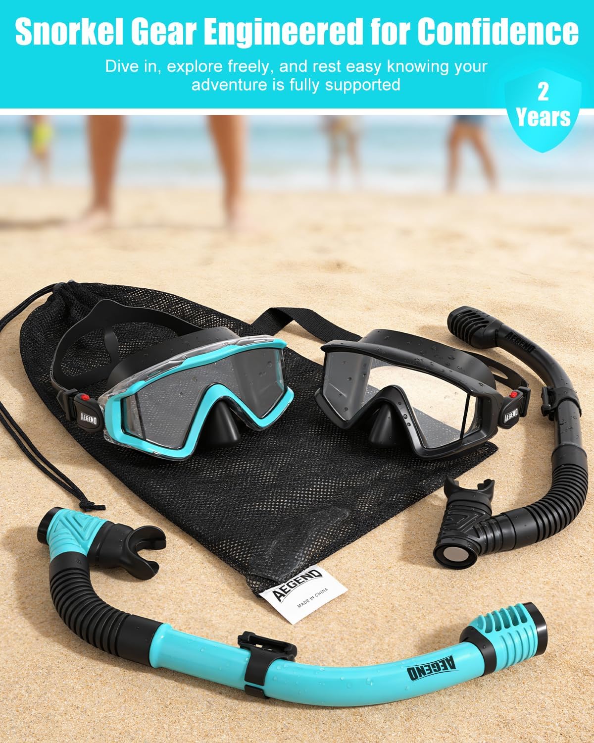 Aegend Snorkeling Gear for Adults Youth Kids, Snorkel Mask with Top Dry Valve - Panoramic View Anti-Leak and Anti-Fog with Mesh Bag for Snorkeling, Scuba Diving, Freediving & Swimming - Image 7