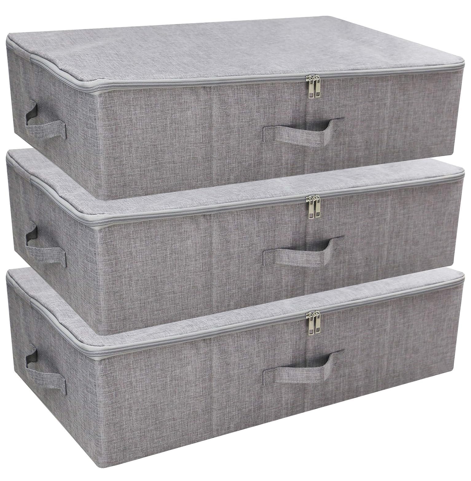 Sponsored Ad - iwill CREATE PRO Folding Washable Dustproof Under bed Storage Bins with Lids, Underbed Storage Containers for Closet, Wardrobe Clothes, Blanket, Duvets, Sweaters Organizer, Dark Gray, Pack of 3
