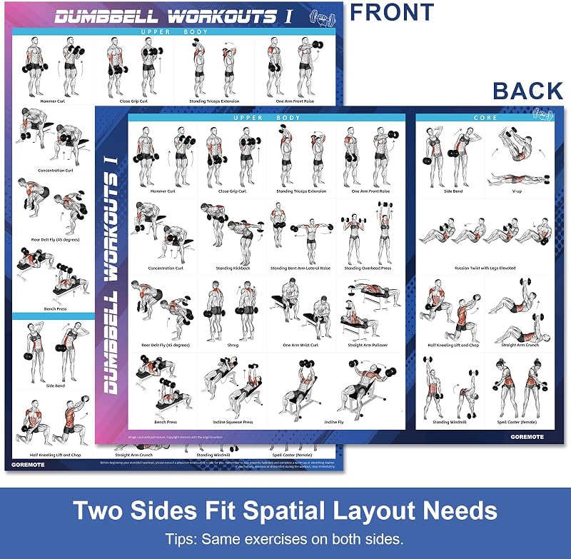 goremote Dumbbell Workout Poster Set (2 Pack) for Home Gym Exercise image 6