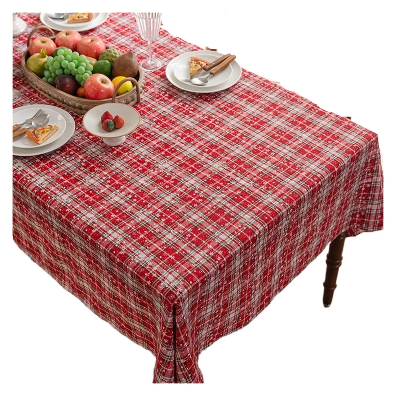 BTGYTTKL Checkered Tablecloth Checkered Tablecloth Rectangular/Round Buffalo Plaid Cotton Table Decorations Winter Washable For Kitchen Dining Decor
