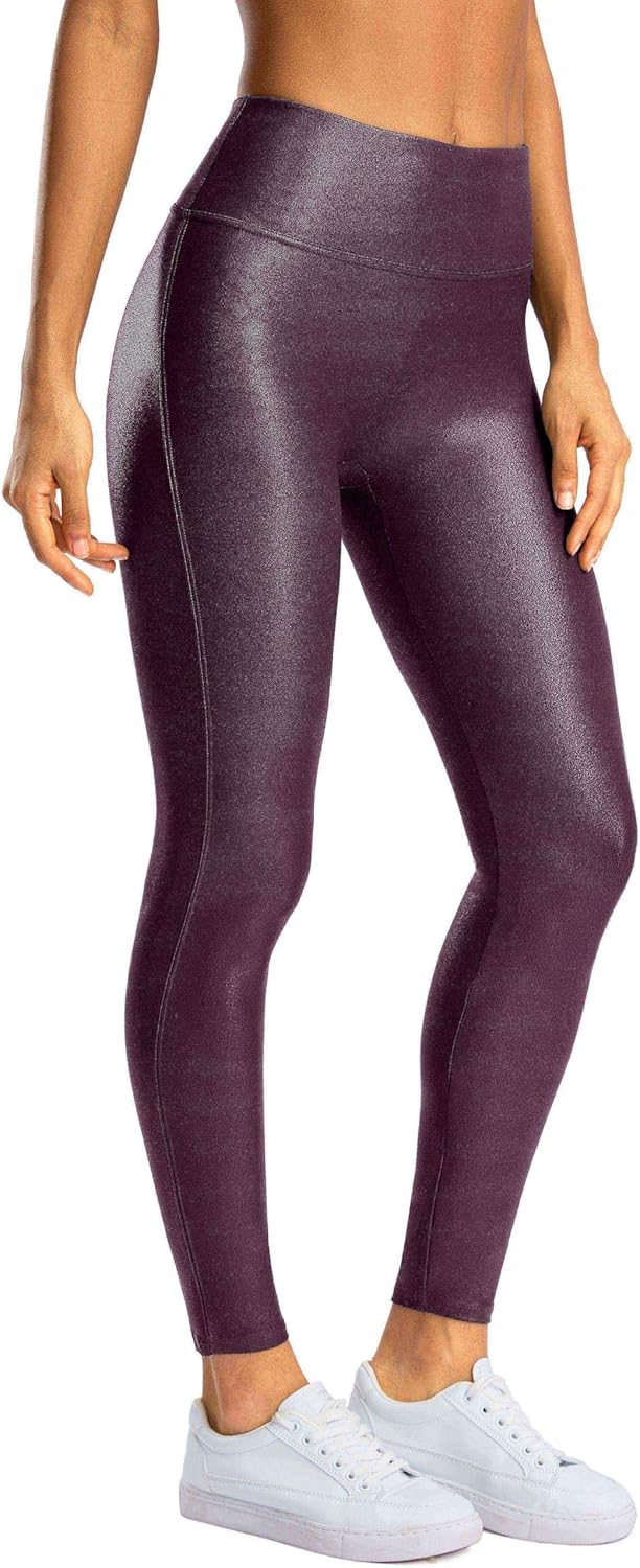 SANTINY Women's Faux Leather Leggings 25''/27''/29''-High Waisted Stretch Leather Pants Pleather Tights for Women