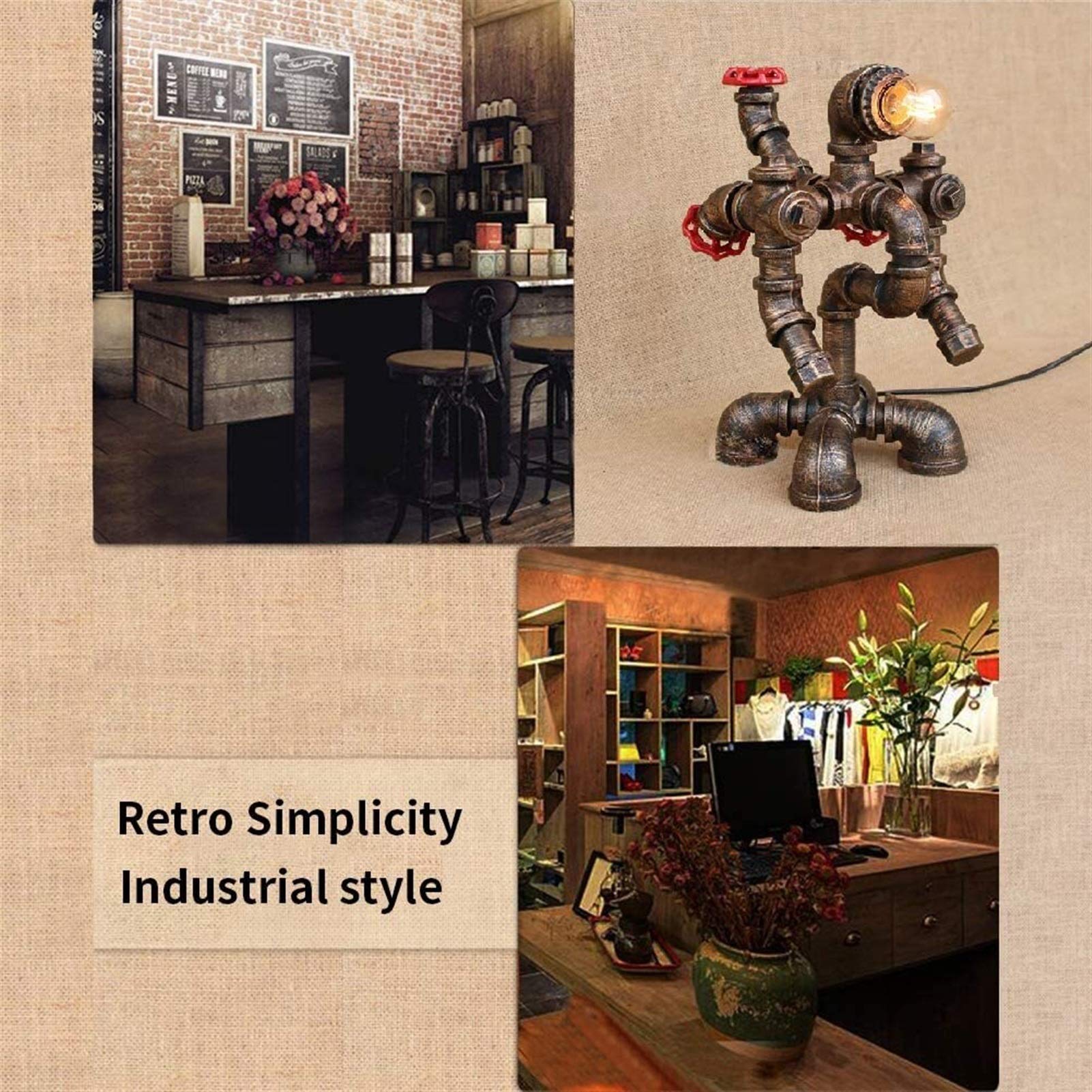 Schreibtischlampe Innovative Iron Robot Steam Schreibtischlampe Für Nachttisch Bar Restaurant Cafe Wasserpfeifenlampe,Ein