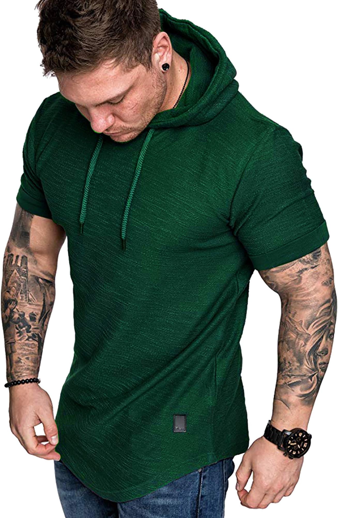 lexiartMens Fashion Athletic Hoodies Sport Sweatshirt Solid Color Fleece Pullover