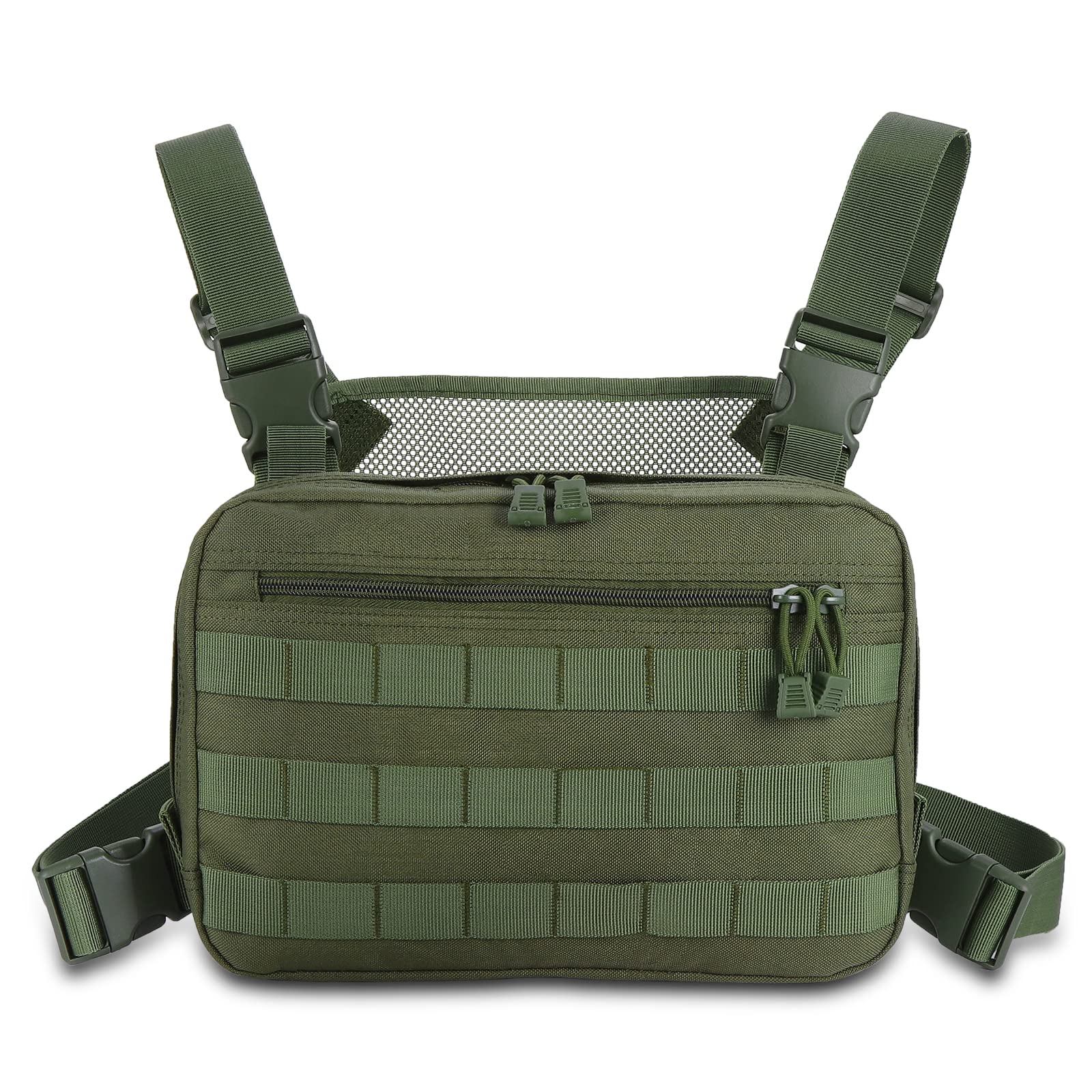 Kyrio Tactical Chest Rig Molle Radio Pecho Arnés Soporte Holster Chaleco para Radio bidireccional Walkie Talkies Verde