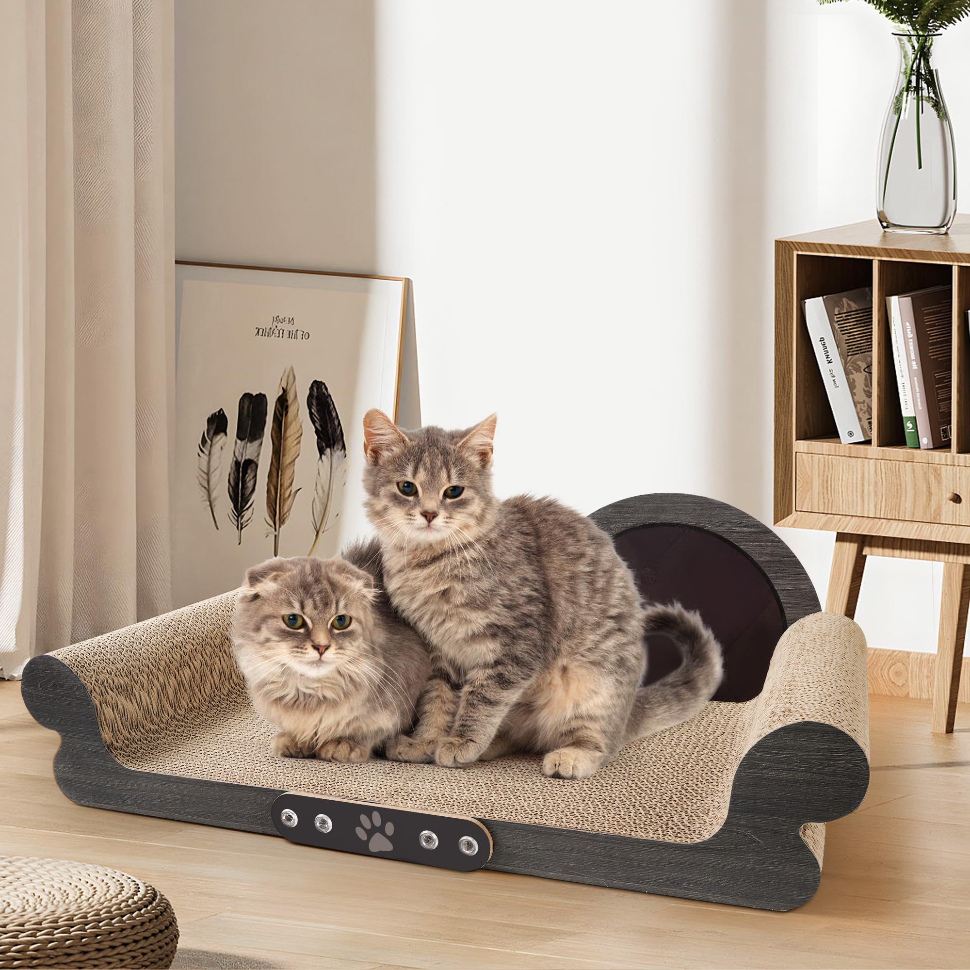 Griffoir pour Chat XXL - Grattoir Chat 68cm Design Canapé - Carton Ondulé Renforcé - pour Lit Chats et Salon