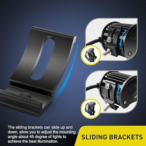 Miniatura 5 de Nilight 2 soportes de montaje lateral universales ajustables para barra de luz LED, 2 años de garantía (paquete de 2)