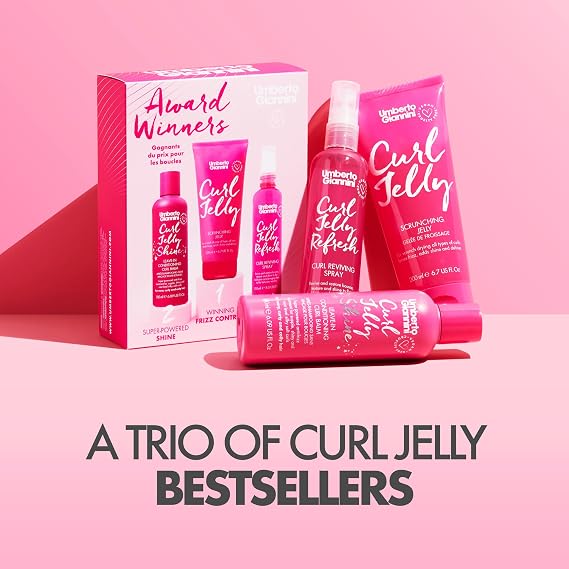 Umberto Giannini Award Winners Curl Styling (150ml Curl Jelly Shine, 200ml Scrunching Jelly, 150ml Jelly Refresh) Vegan & Cruelty Free