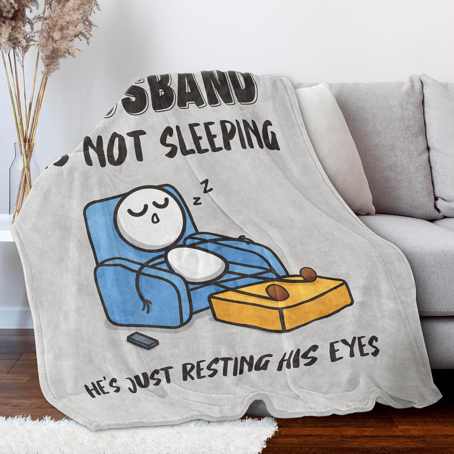 Funny Husband Valentines Day Birthday Gifts, Husband is Not Sleeping Blanket, Anniversary, Fathers Day, Throw Gifts for Him from Wife, Super Soft Blanket for Couch and Napping, 60" x 50" - Image 6