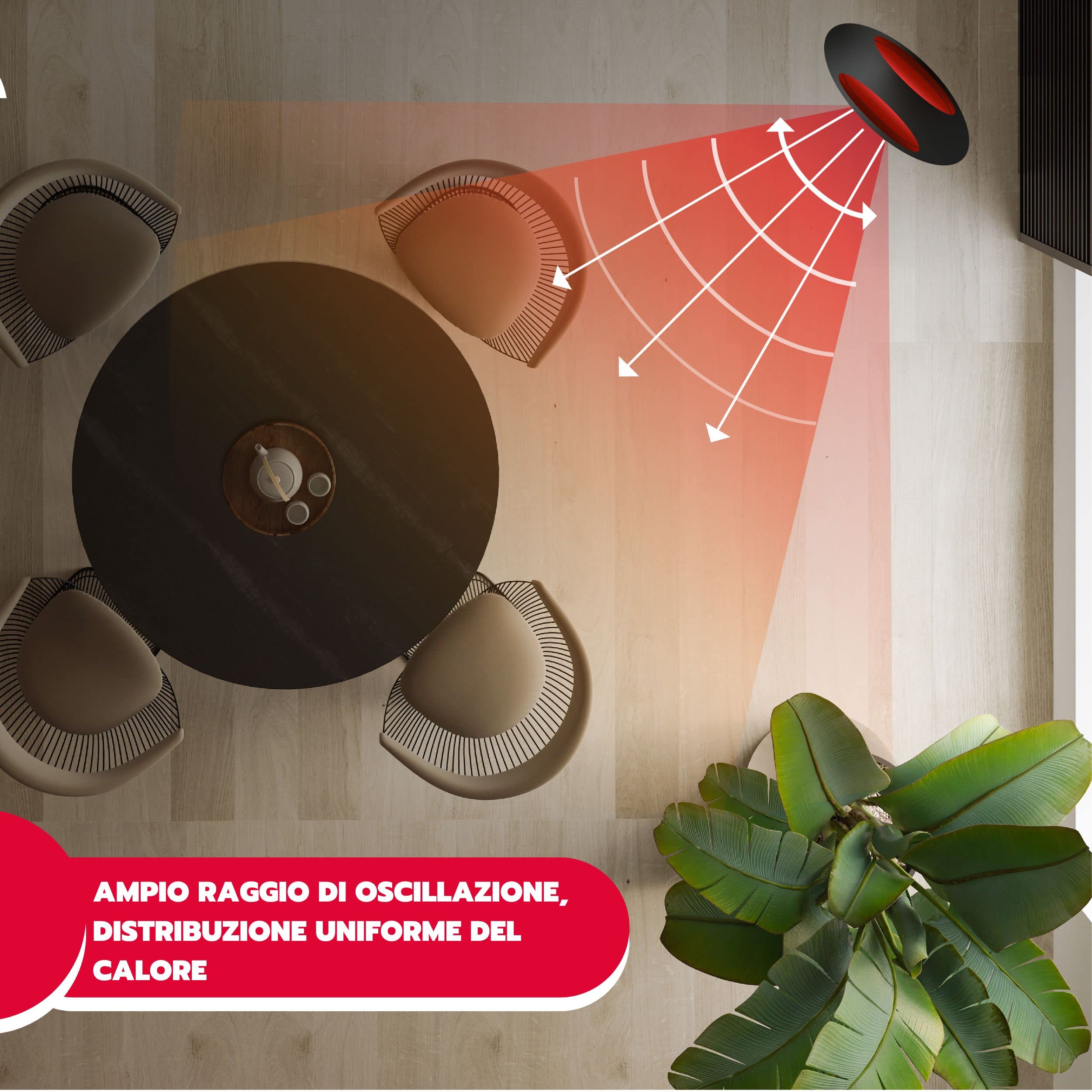 Ardes AR4BL1 Sauron Bladeless Termoventilatore Ceramico Oscillante Senza Pale con Telecomando, Luce Notturna Led e Timer, 2000 w, Nero