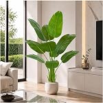 Birds of Paradise Plant Artificial 5 FT Lifelike Silk Artificial Floor Plant Faux Banana Leaf Tree with 10 Trunks Fake Tree Indoor Outdoor for Bedroom Living Room Home Office Decor