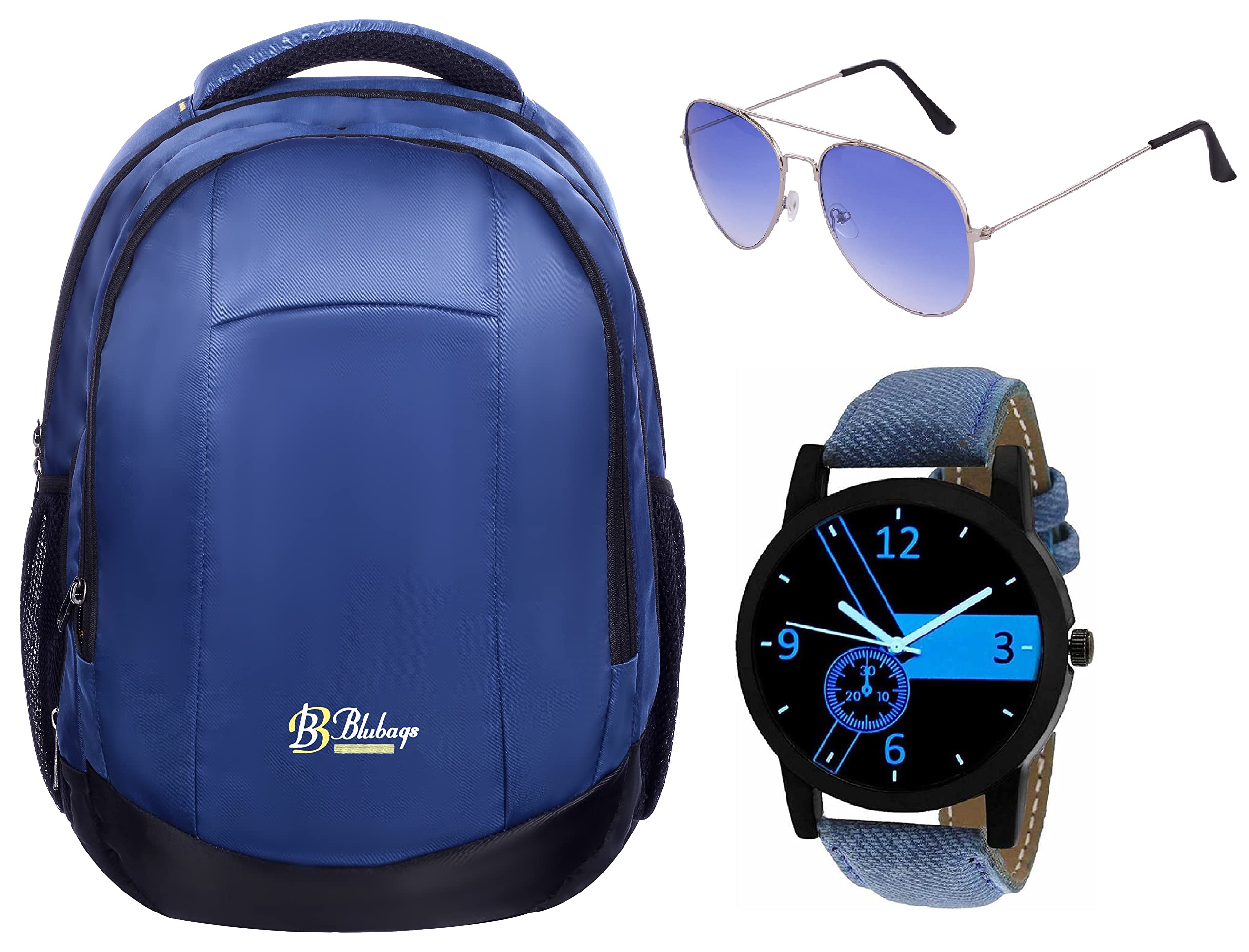 BLUBAGS Fabric 34 LTR NAVY Blue Laptop Bag+Analogue Blue DIAL Watch+Aviator Blue Free (B09SLZ3ZR3) Amazon Price History, Amazon Price Tracker