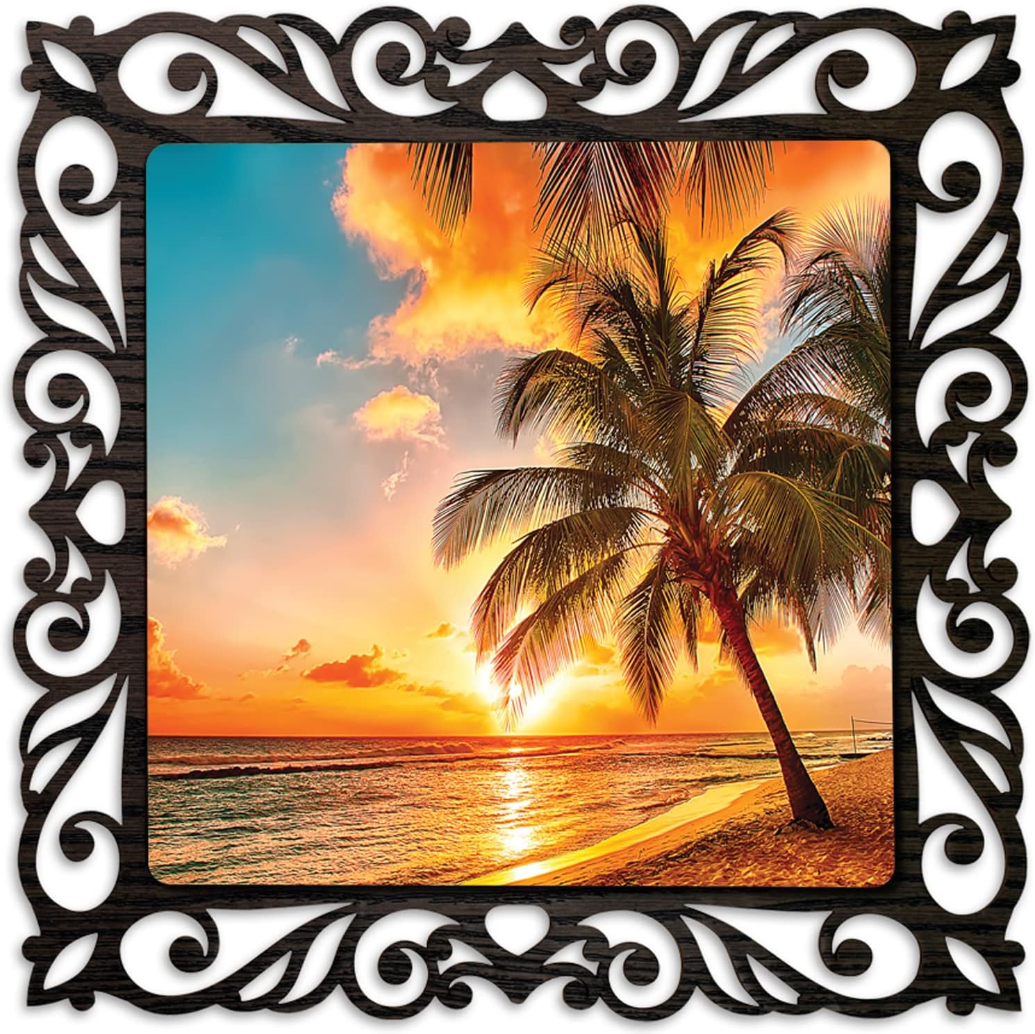casa rica Photo Frame Painting Wall Hanging home decoration for Wall, Living/Bed Room, Lobby(12inch x12inch) Laser Cut(Multicolor)… (Beach)