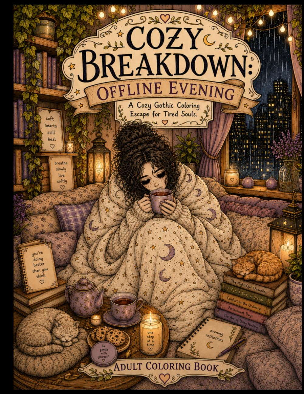 Cozy Breakdown: Offline Evening: A Cozy Coloring Escape for Tired Souls