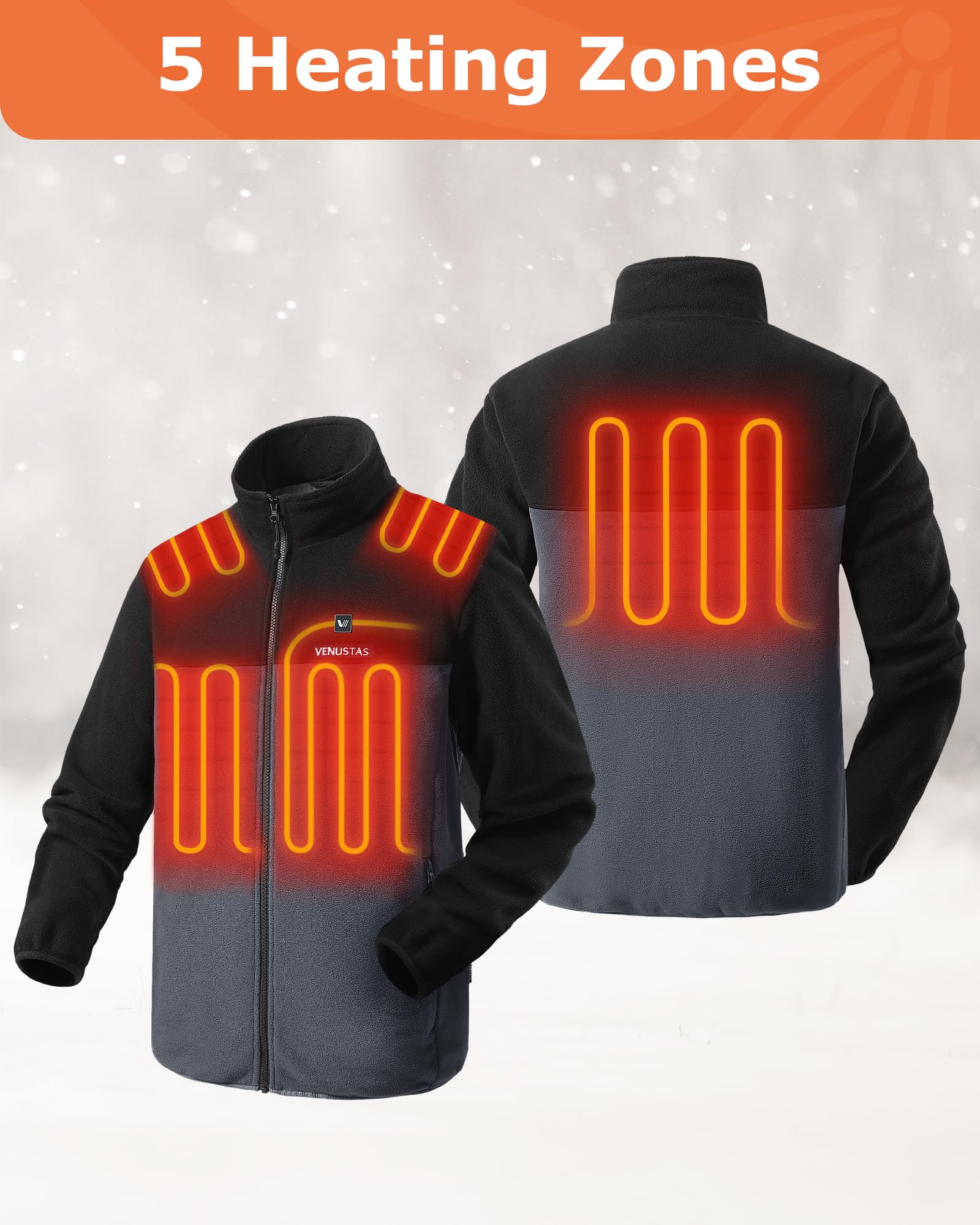 Venustas Mens Heated Jacket, Fleece