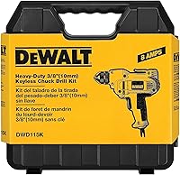 Vista 7 de DEWALT Taladro, 8.0 amperios, 3/8 pulgadas, gatillo de velocidad variable, agarre de mango medio para mayor comodidad, con cable (DWD115K)