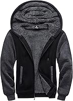 SCODI Men's Heavyweight Sherpa Lined Full Zip Hoodie Sweatshirt - Thick Fleece Warm Winter Jacket