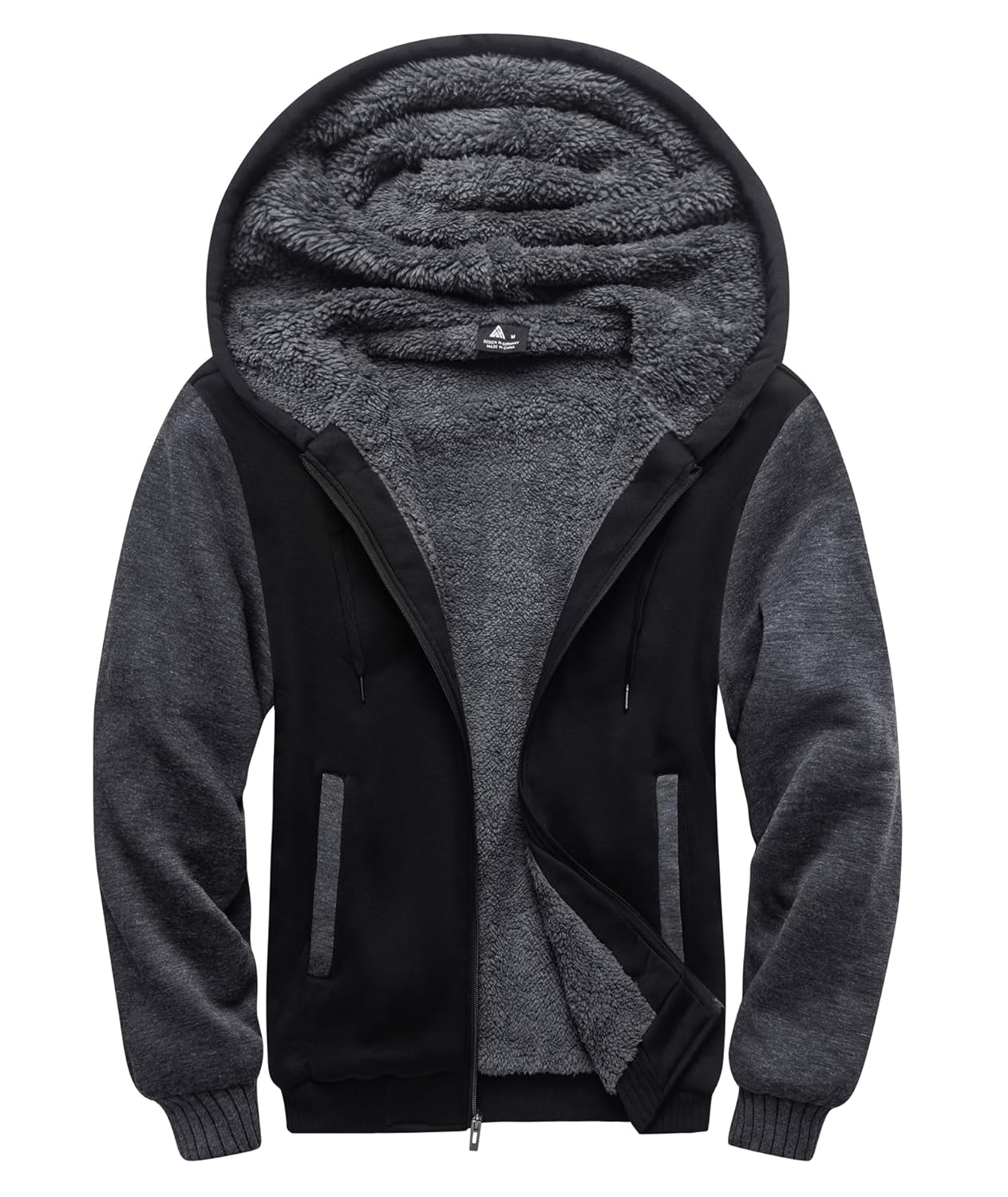 SCODI Hoodies for Men Heavyweight Fleece Sweatshirt - Full Zip Up Thick Sherpa Lined Hooded Jacket