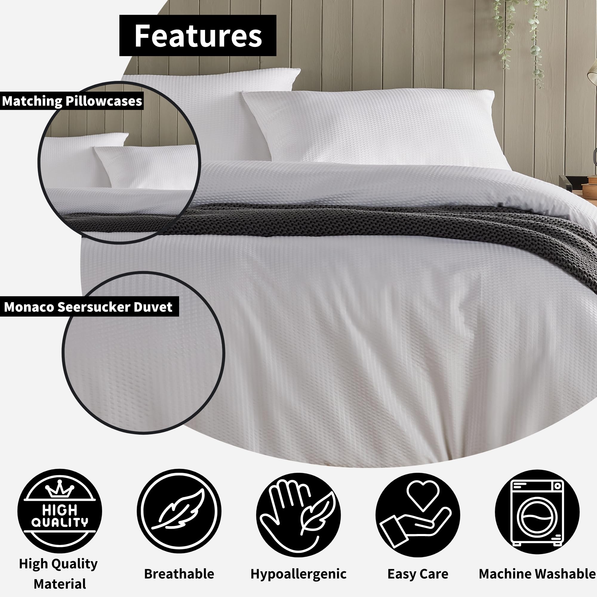 Olivia Rocco Monaco Seersucker Duvet Cover Set Super Soft Easy Care, Breathable - Image 4