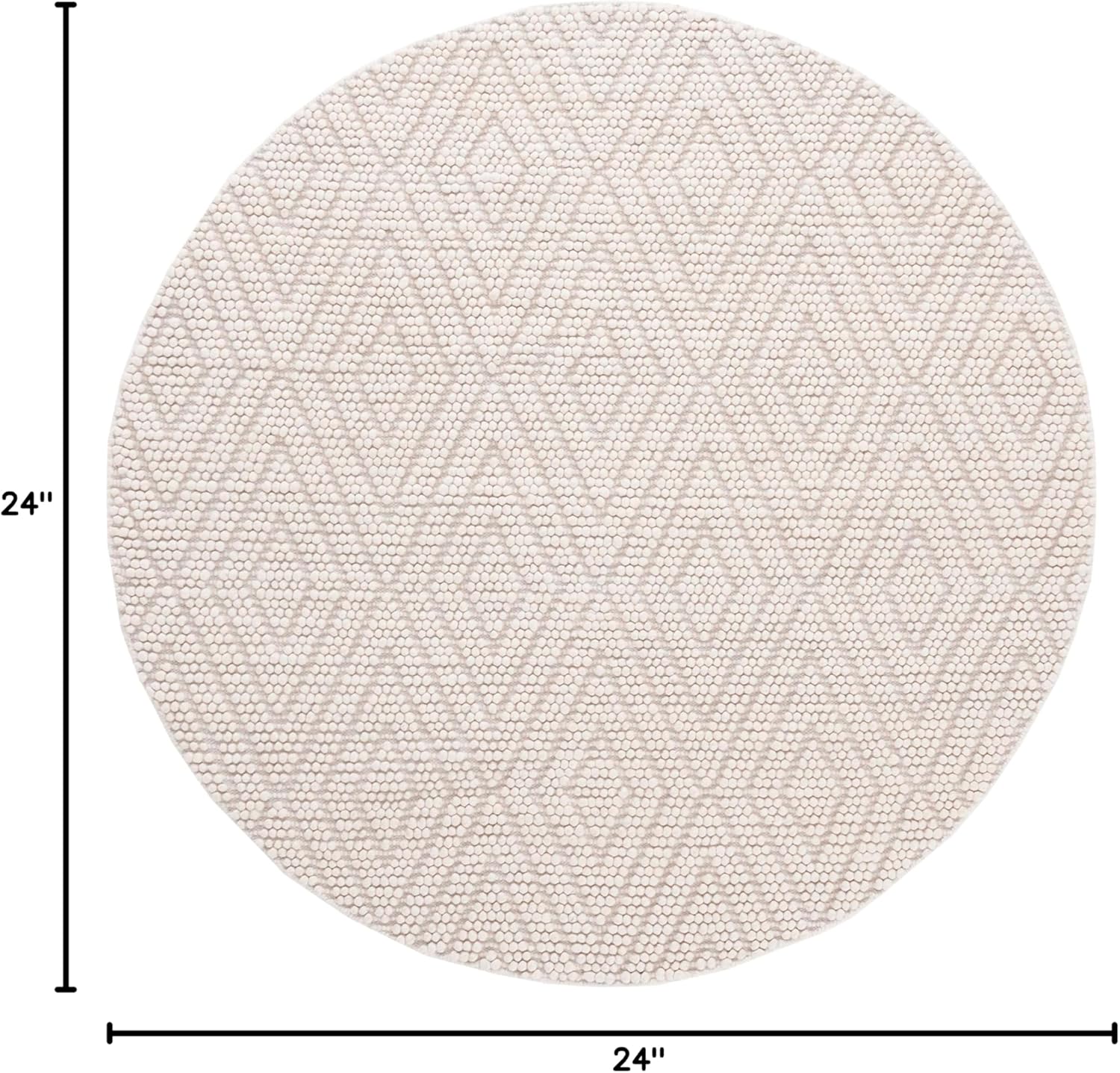 SAFAVIEH Natura Collection Area Rug - 2' Round, Ivory, Handmade Wool, Ideal for High Traffic Areas in Living Room, Bedroom (NAT623A)