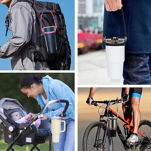 Miniatura 6 de Wellmora Mango de botella de agua, eslinga de silicona suave y duradera, soporte con correa para botellas de 8 a 40 onzas, compatible con accesorios