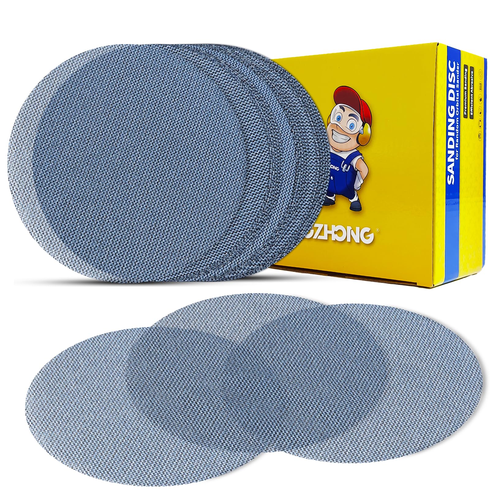 AOZHONG 6 inch Mesh Abrasive Sanding Discs 180 grit, 50 pcs Ceramic Dust-Free Sandpaper, Hook and Loop Sanding Disc for Automotive, Metal, Wood,
