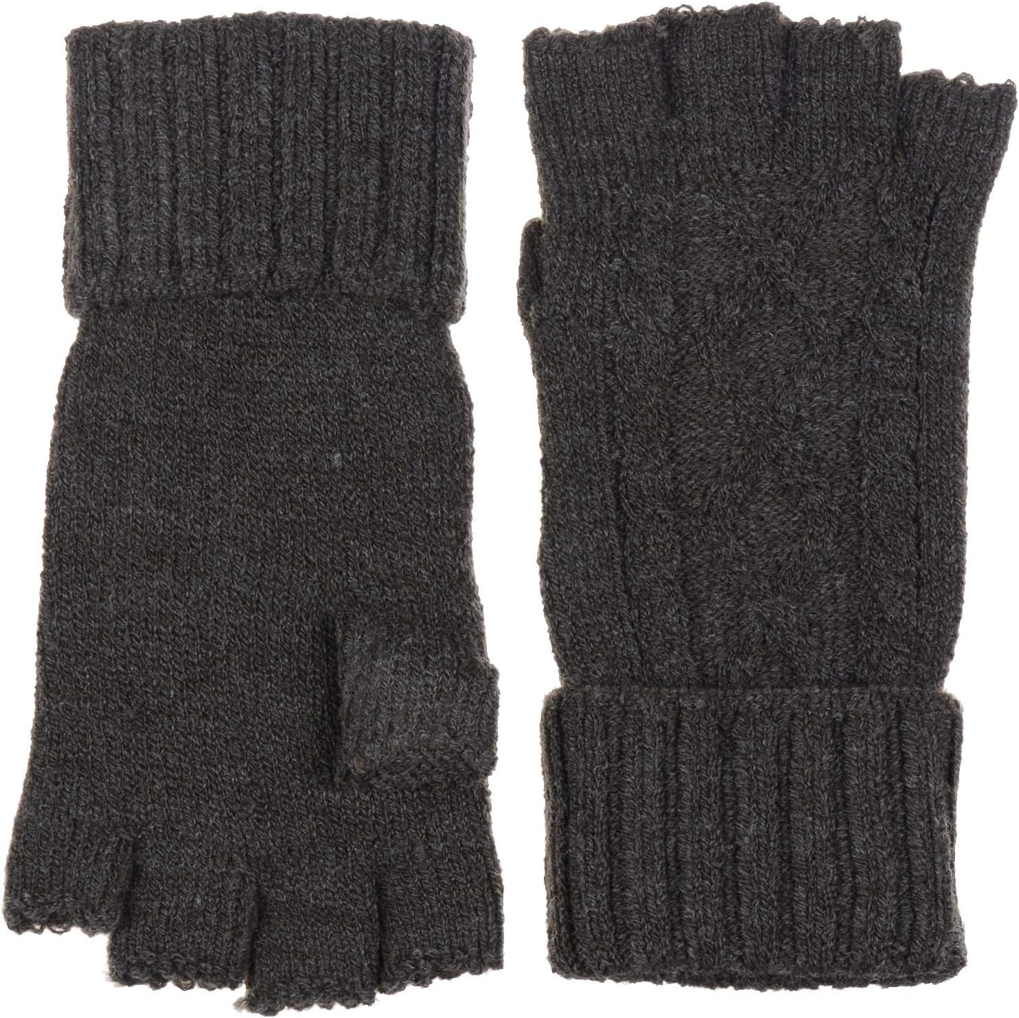 Be Your Own Style BYOS Unisex Winter Fall Soft Cable Fingers Free Fingerless Knit Gloves Stretchy - Image 2