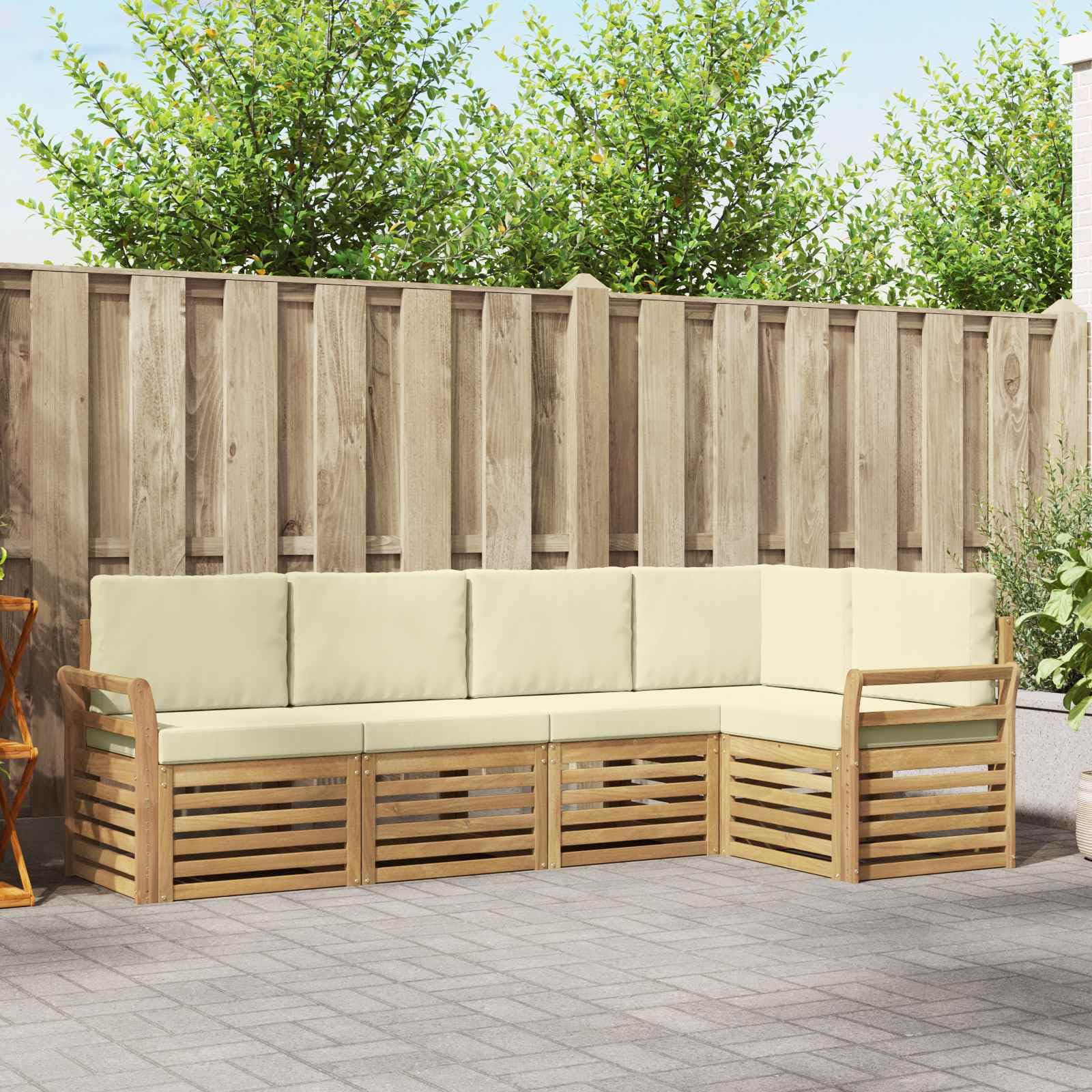 Salon de Jardin 5 Pièces Canapé Modulaire Extérieur Bois Acacia