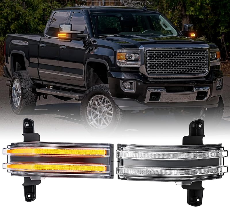 Luzes de seta LED para retrovisor lateral HTZCMOTO Silverado Sierra – Par