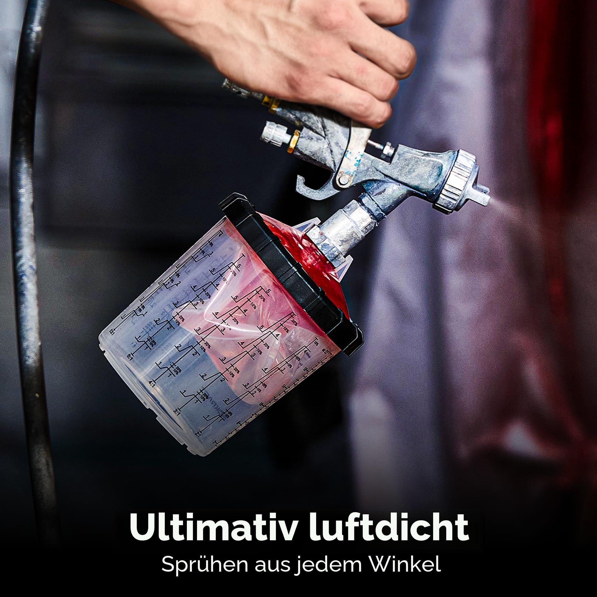 InoKraft Einweg-Farbspritzpistolenbecher 22 Unzen 650 ml Set 45 Becher Deckel HVLP LVLP