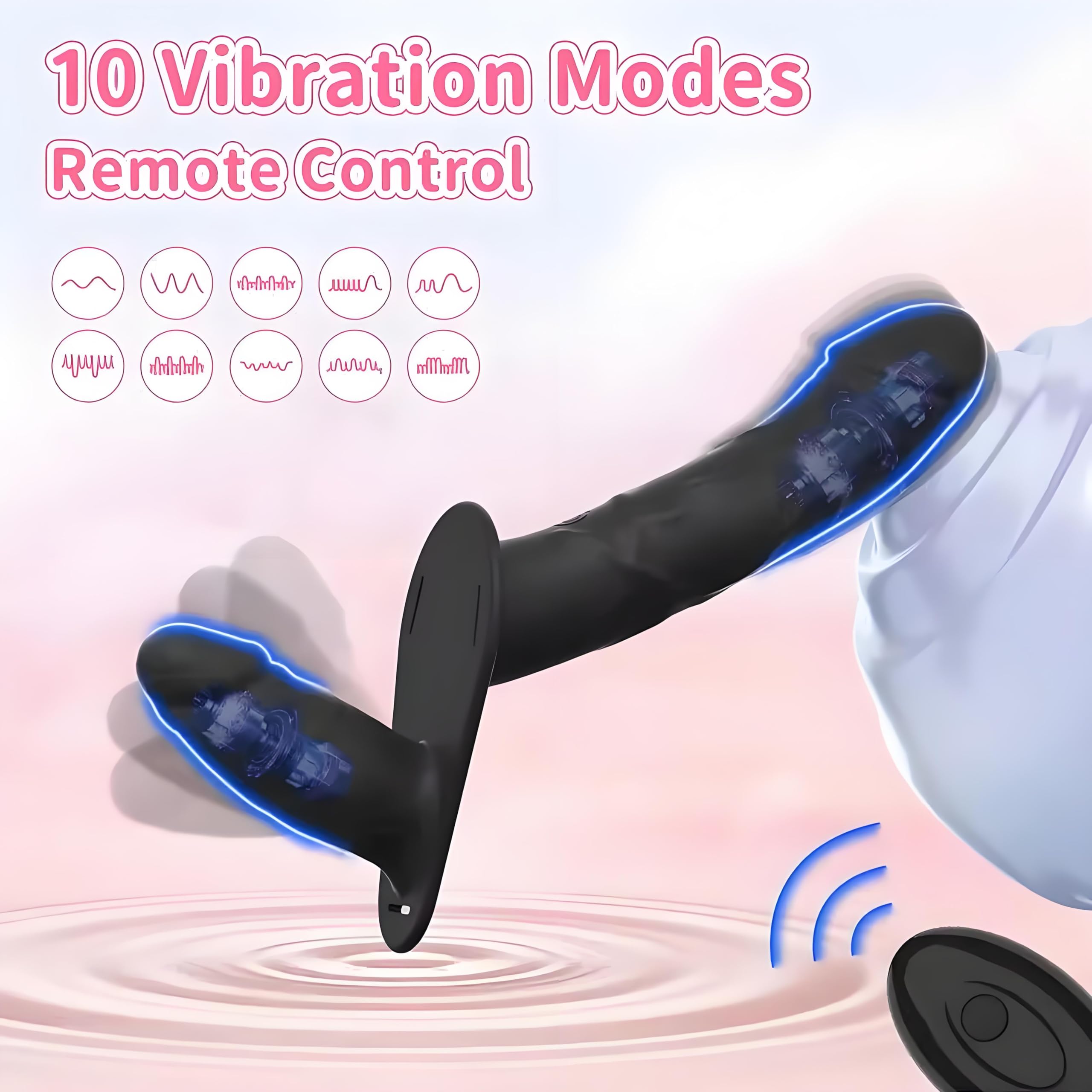 Strap-On Doble Dildo Vibradores para Lesbianas, Consolador Juguetes Sexuales para Estimulador el Anales y Clítoris para Mujeres, Alternativos Sex Toys para Parejas, Adjustable, Removeable (N1) (Black)