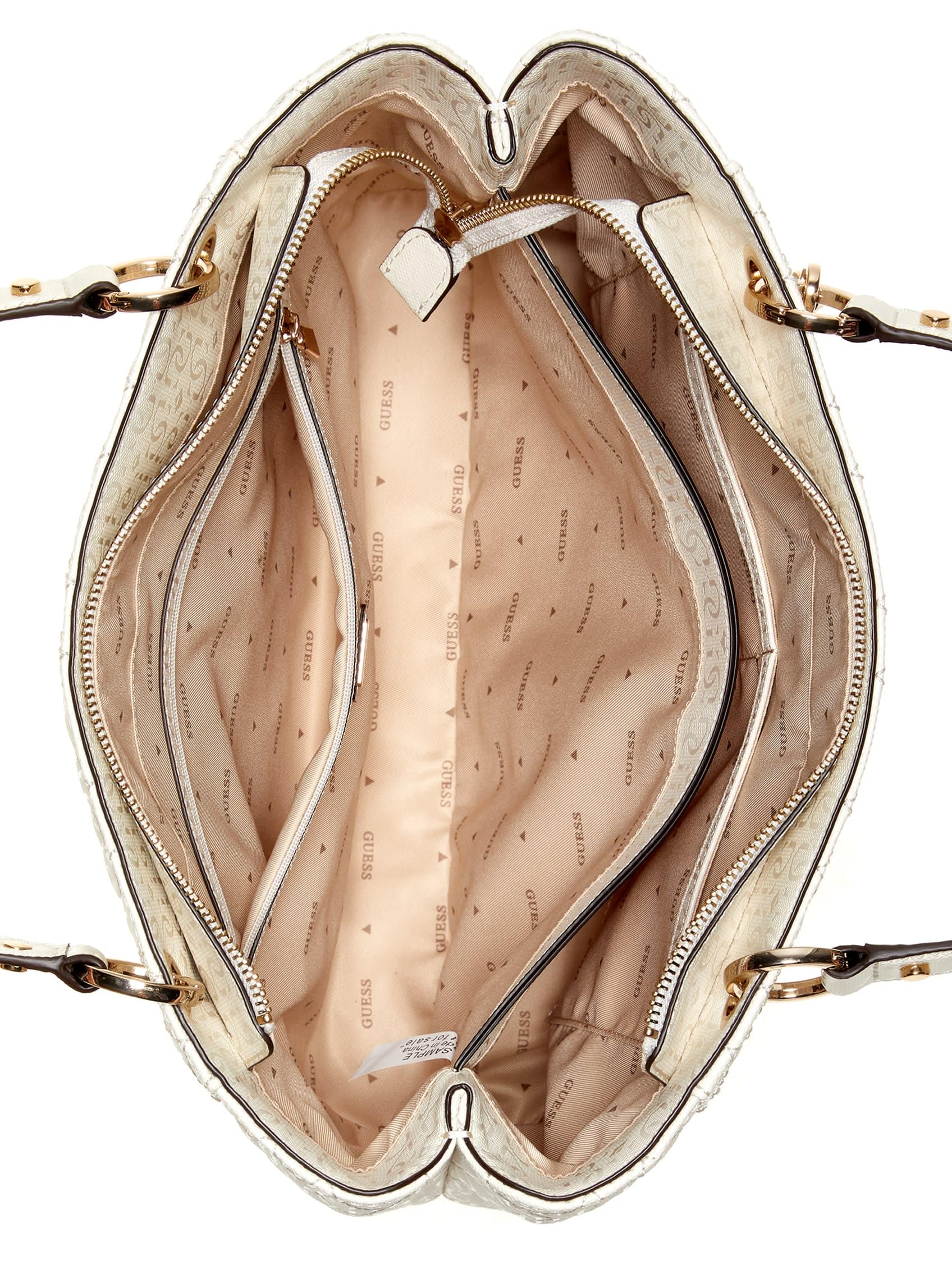 GUESS Torba na ramię Isemay Noel Tote Cream White kremowa
