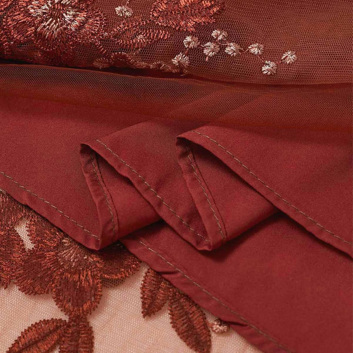 CHICWISH Women 3D Floral Embroidered Tulle Skirt Flare A Line High Elastic Waist Mesh Double-Layered Holiday Midi Skirt - Image 6