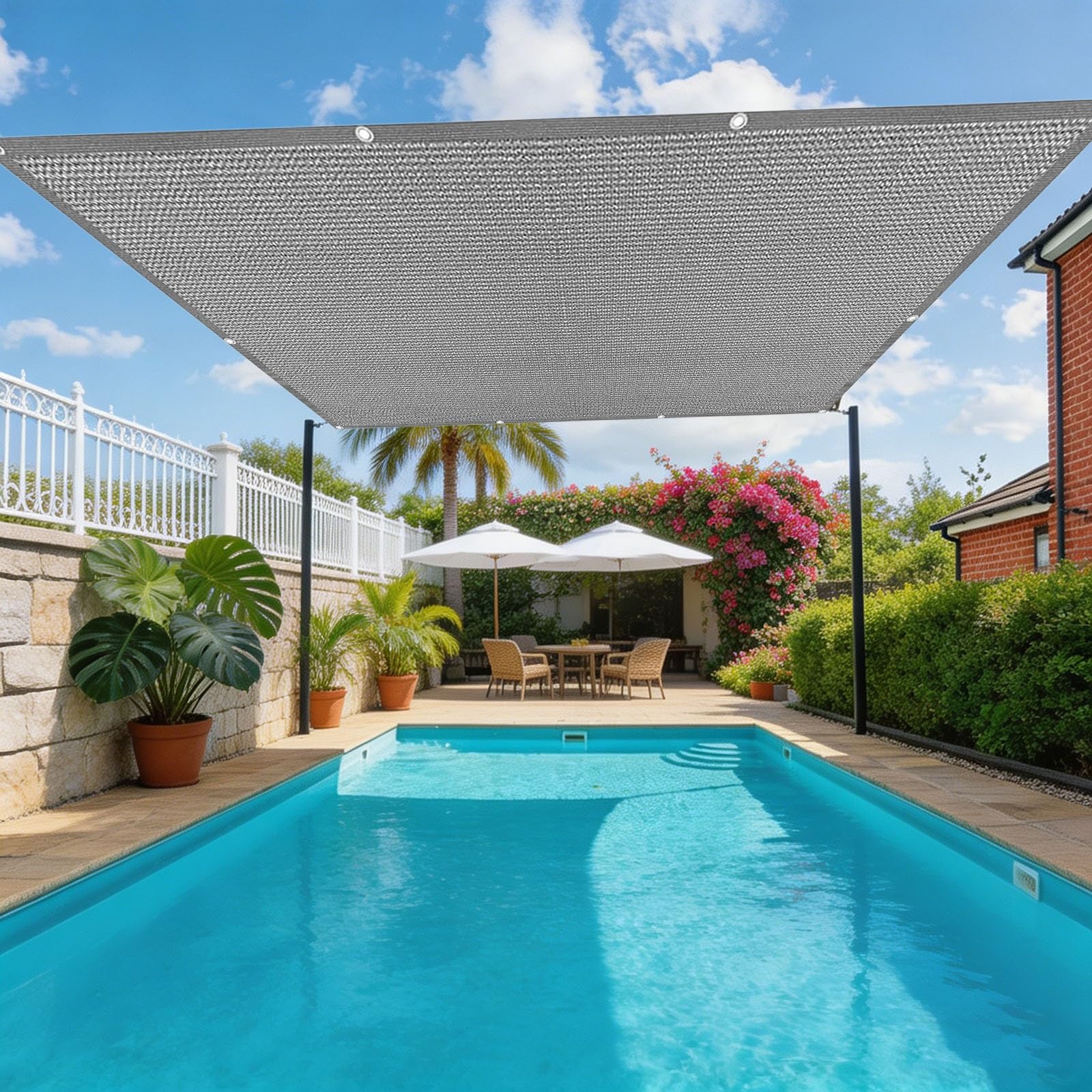 Toile ombrage balcon grise 0.8x5m filtrante pour bloquer la chaleur