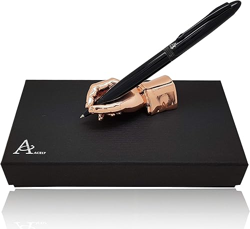 Miniatura 8 de ACELY Soporte para bolígrafo con forma de mano ejecutiva, pisapapeles de arte de metal para organizador de escritorio, soporte de bolígrafo,