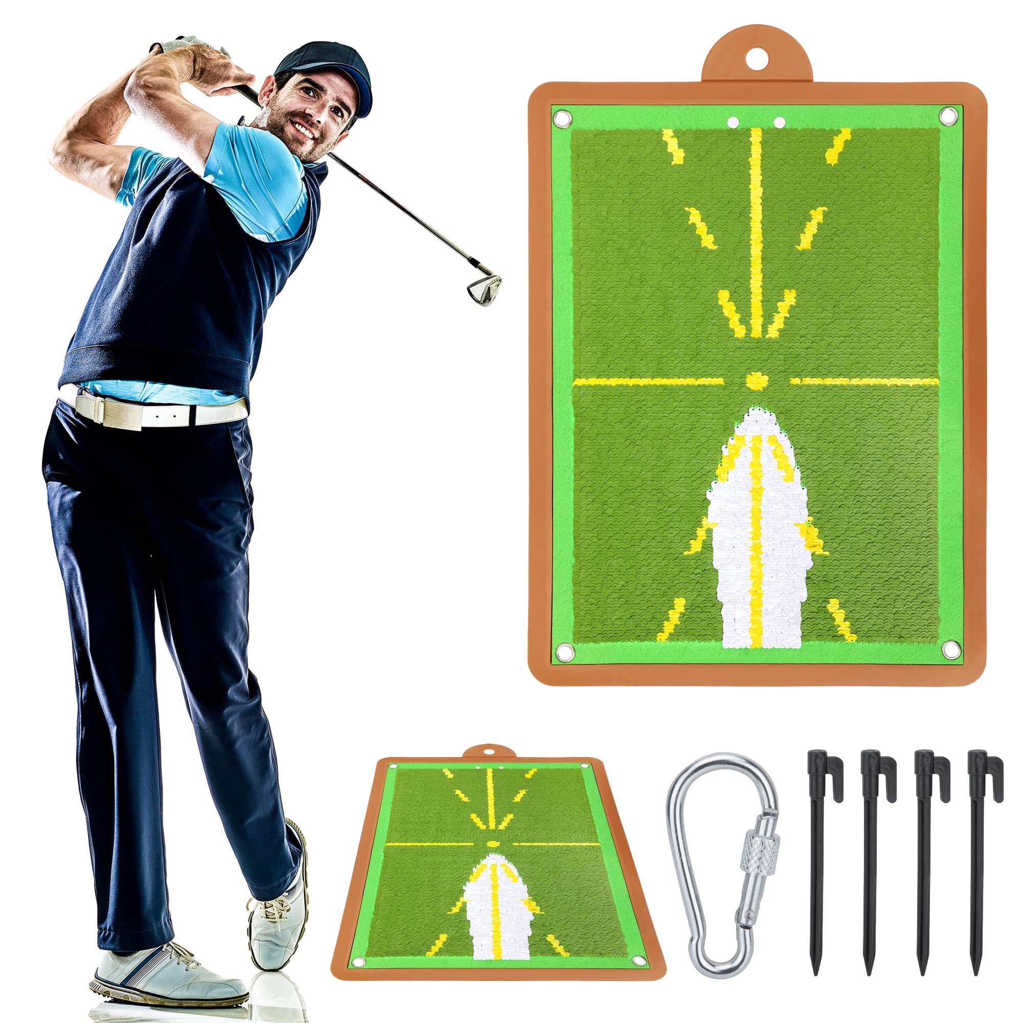 Golf Training Mat for Swing Detection Batting, Path Feedback Golf Swing Mat, Analysis Swing Path and Correct Hitting Posture Golf Practice Mats, Advanced Golf Training Aid for Indoor/Outdoor