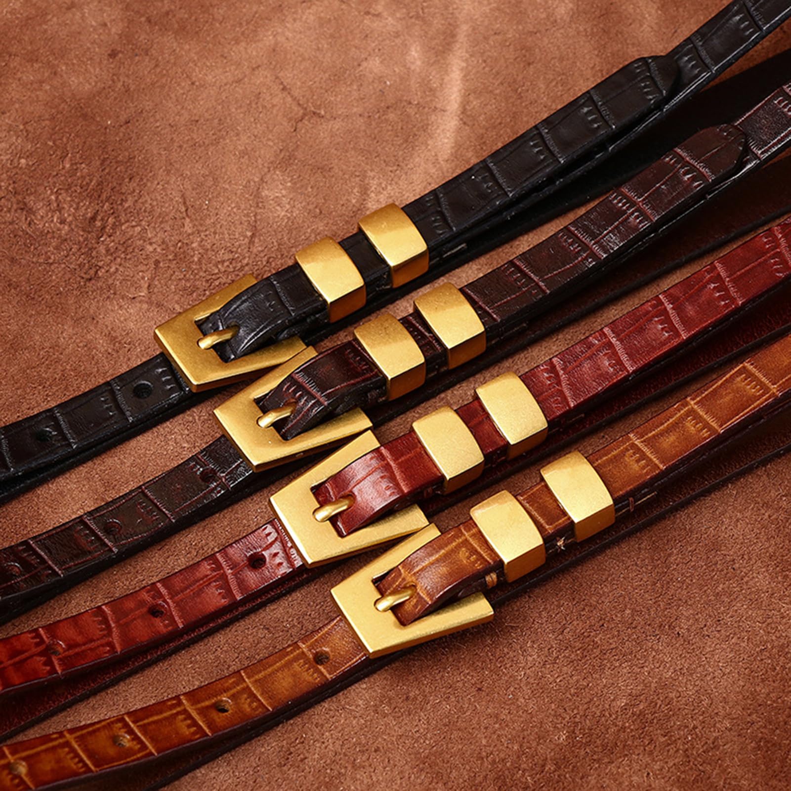 Amazon.com: AGUTALITHIC Women Skinny Leather Belts  display picture 3