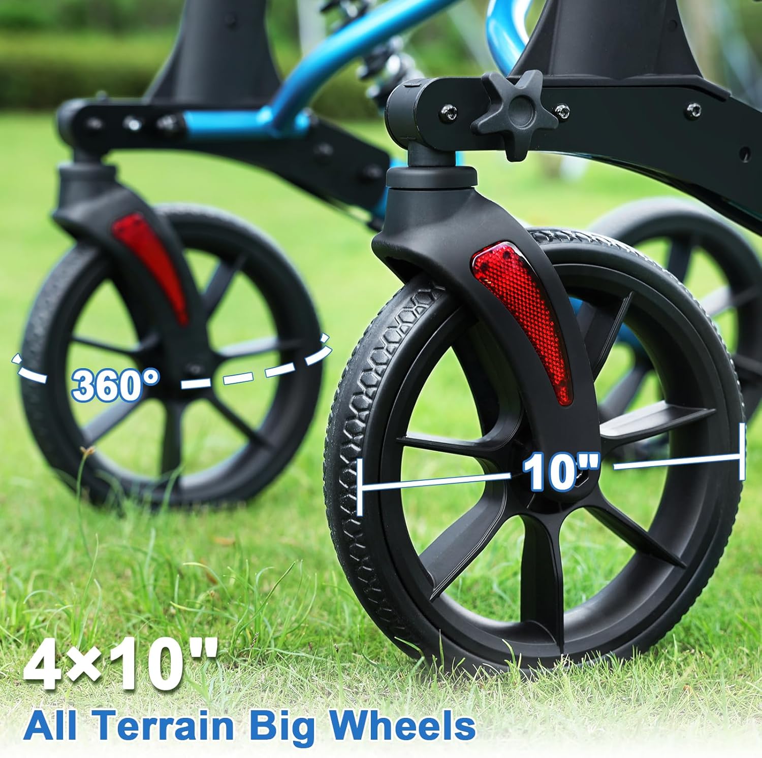 WALK MATE Rollator Walker for Seniors 4 x 10" Wheels Walker with Seat