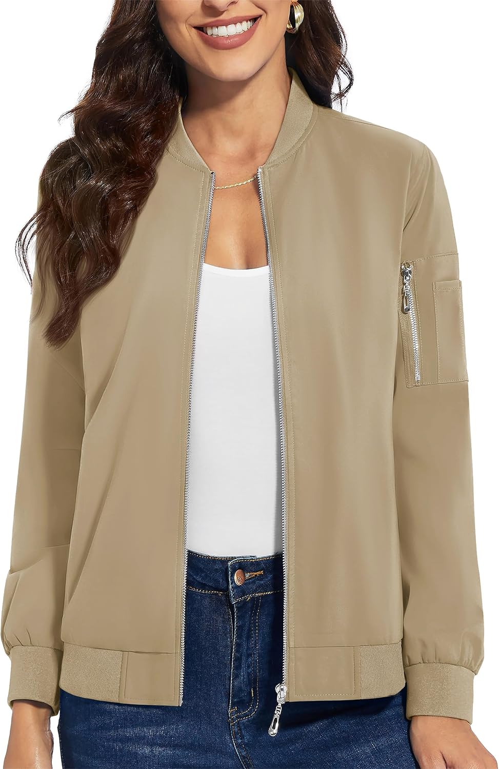 TACVASEN Women’s Bomber Jackets Lightweight Casual Jacket Full Zip Windbreaker Fall Jacket TACVASEN Women’s Bomber Jackets Lightweight Casual Jacket Full Zip Windbreaker Fall Jacket