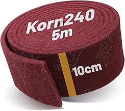 Eponge Poncage Abrasive 5 m x 100 mm grain 240, imprégné pour une longue durée de vie, non-tissé abrasif pour bois, métal, acier inoxydable, etc.