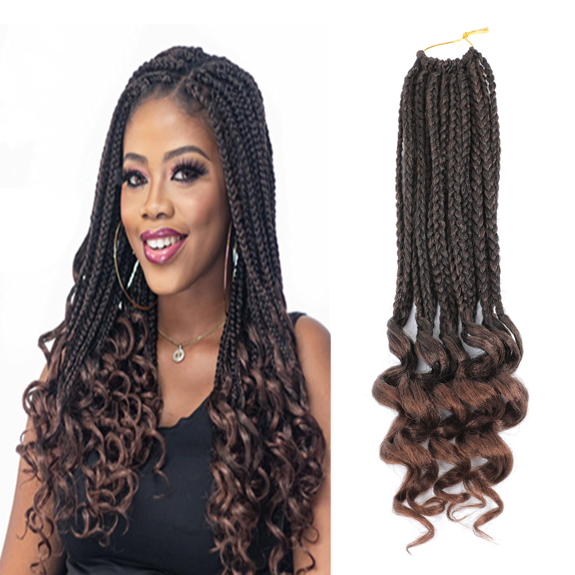 Buy 6Packs 18 Inch 3S Wavy Box Braids Crochet Braids Hair Extensions
