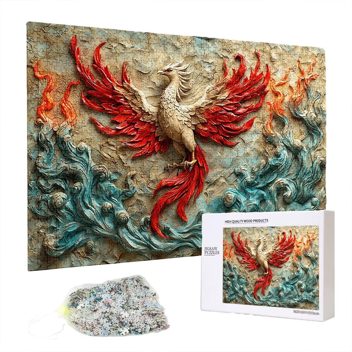 Puzzle 5000 sztuk Phoenix dla dorosłych, abstrakcyjne drewniane puzzle dla dorosłych, trudne drewniane łamigłówki, rodzinne gry edukacyjne, łamigłówki z pudełkiem na prezenty dekoracje do domu
