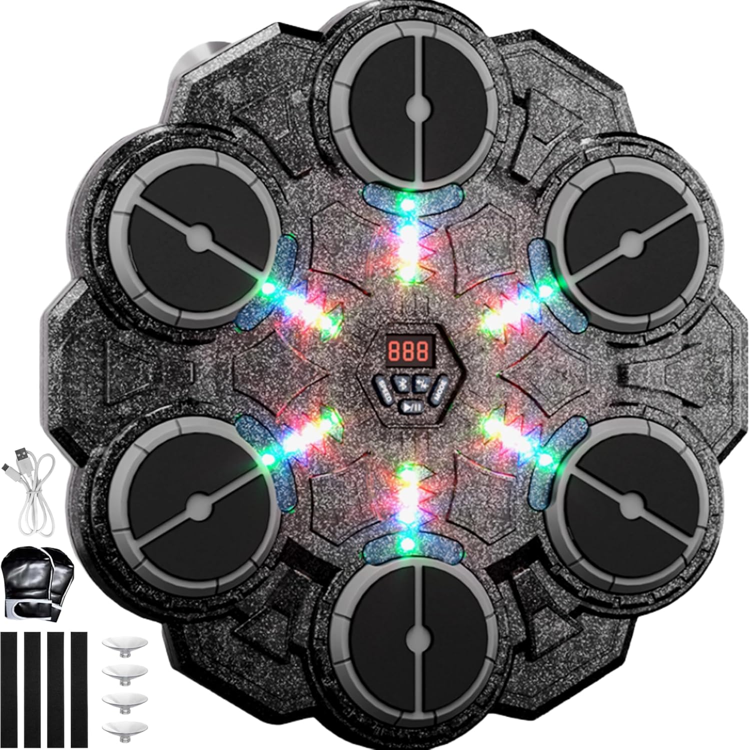 Smart Music Boxing Machine with Gloves Wall Mounted LED Kids Teens Adults, Boxing Target Machine, Smart Punching Target Workout Punching Machine for Kids 3 4 5 6 7 8 9 10 11 12+ Years Old